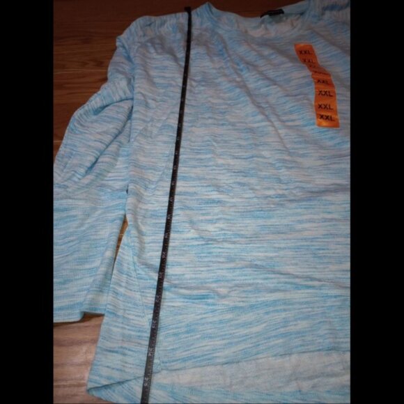 NWT Champion Women’s XXL Long Sleeve Pullover Tee Marbled Blue Workout Top - Picture 9 of 11